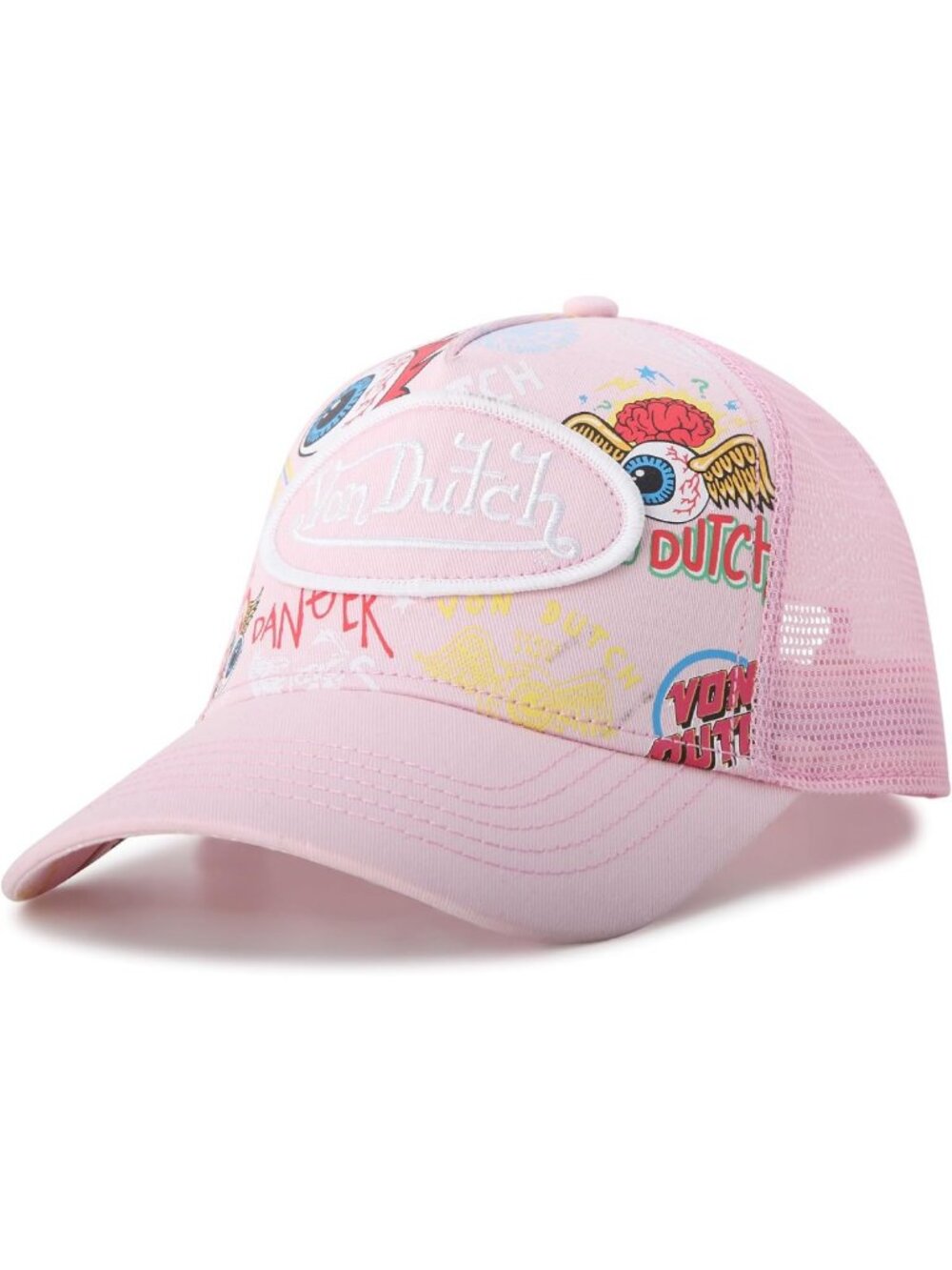 Stylish Monogram Trucker Cap, Mesh Back, Curved Bill, Adjustable Snapback Hat